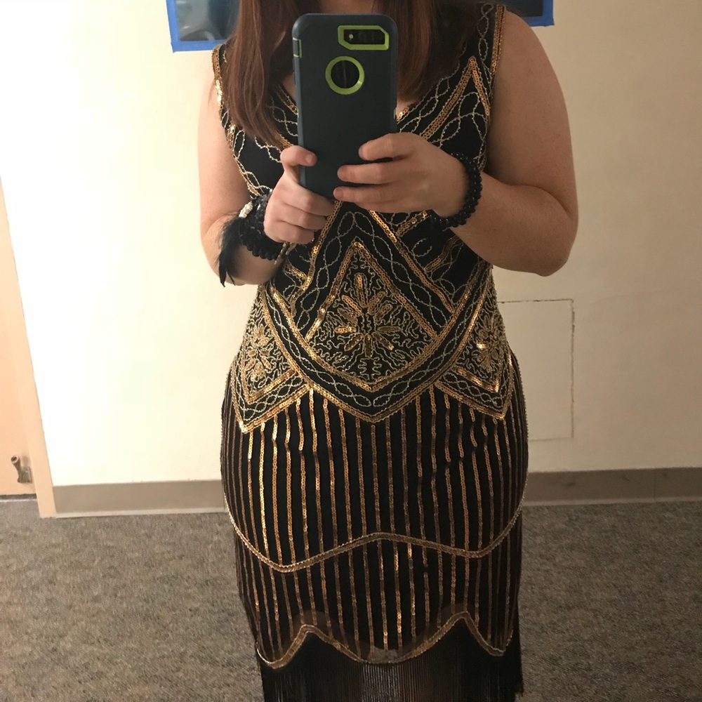 Gold Gatsby Flapper Dress